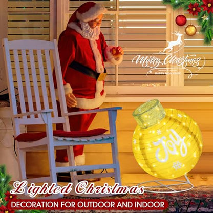 Large Outdoor Christmas Ball Lighted Ornament Set - 4 Collapsible Decor with LED Lights