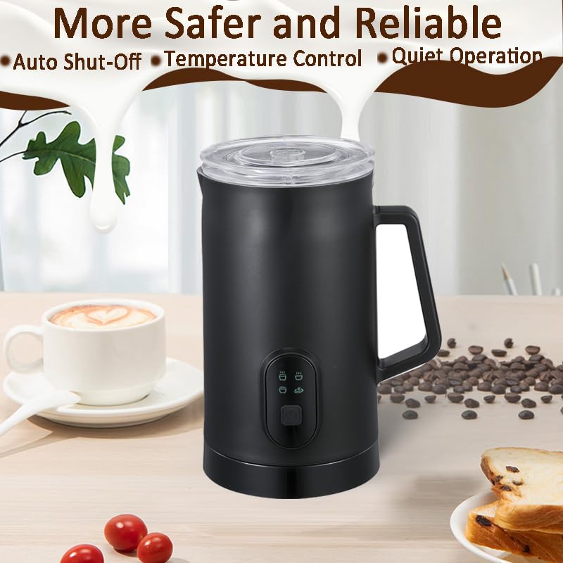 Milk Frother, Coffee Frother, 4-in-1 Milk Frother and Steamer, Automatic Warm and Cold Electric Frother, Hot and Cold Foam Maker and Milk Warmer for Coffee, Latte, Cappuccino, Macchiato,Hot Chocolate