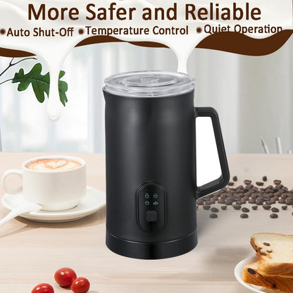 Milk Frother, Coffee Frother, 4-in-1 Milk Frother and Steamer, Automatic Warm and Cold Electric Frother, Hot and Cold Foam Maker and Milk Warmer for Coffee, Latte, Cappuccino, Macchiato,Hot Chocolate