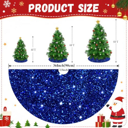 Royal Blue Christmas Tree Skirt 36 Inch Sequin Velvet Xmas Decor - Variation of THIS listing