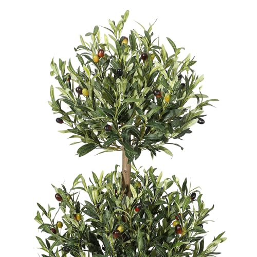 Artificial Olive Tree 5ft with White Planter & Moss - Three Ball Topiary (Variation 1)