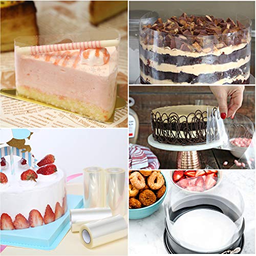 4Pck Cake Collar 3.1 x 394 inch, Goowin Acetate Sheets, Clear Acetate Roll and Transparent Mousse Cake Rolls for Chocolate Mousse Baking, Cake Decorating and Keeping Cake Shape