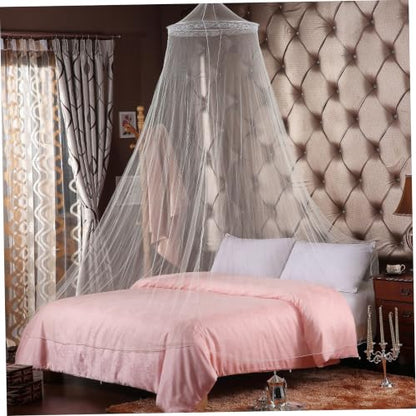 Princess Lace Bed Canopy - No Assembly Mosquito Net for Beds, White 23.6x102.4x315 Inches