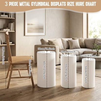 Small Round Pedestal Stands for Parties - White Metal Cube Display Pillars