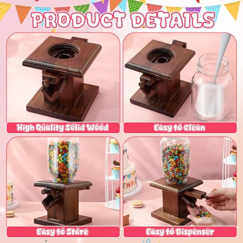 Maxdot Wooden Candy Dispenser Machine - Deep Brown 2 Pack Snack Storage