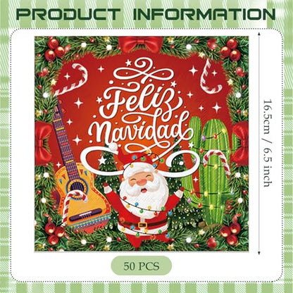 Mexican Feliz Navidad Party Decorations - 50 Assorted Festive Napkins - Variation: Mexican