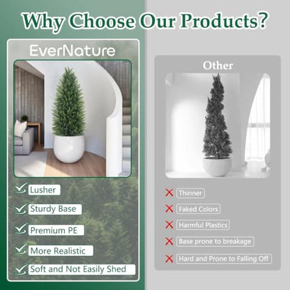 Artificial Topiary Cedar Trees 4Ft 2-Pack with Pots - Faux Garden Plants