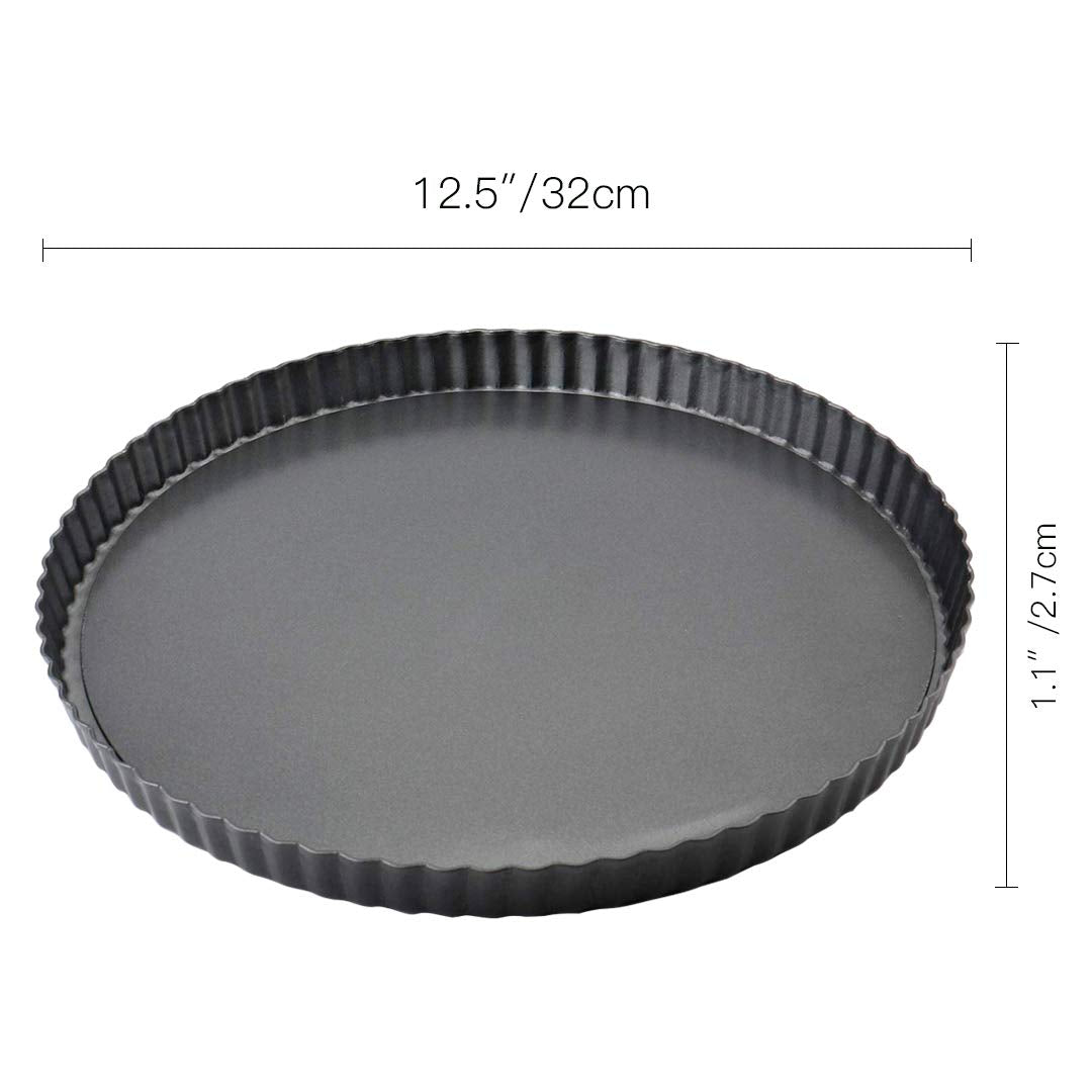 Meichu 12 inch Tart Pans with Removable Bottom Non stick Fluted Quiche Pans Cake Pans for Baking Pizza Fruit Mousse Christmas Dessert Round 1 Pcs