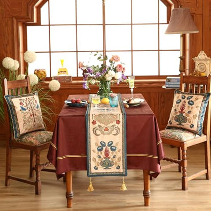 Patdrea Designer Vintage French Velvet Table Runner 12x71 Inches - Herbert E Variation