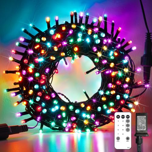 Multicolor LED Christmas Tree Lights 200 Bright Bulbs with Remote - 8 Modes