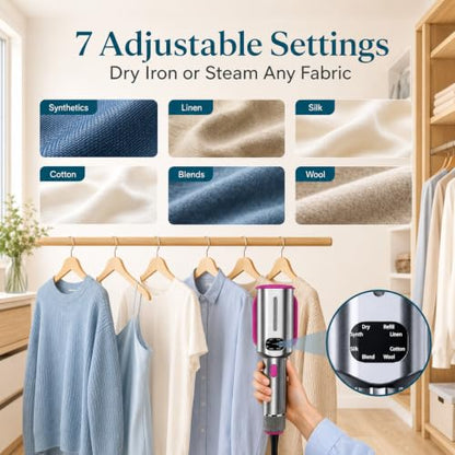 Portable Garment Steamer and Iron for Clothes, 1200W, 7 Modes