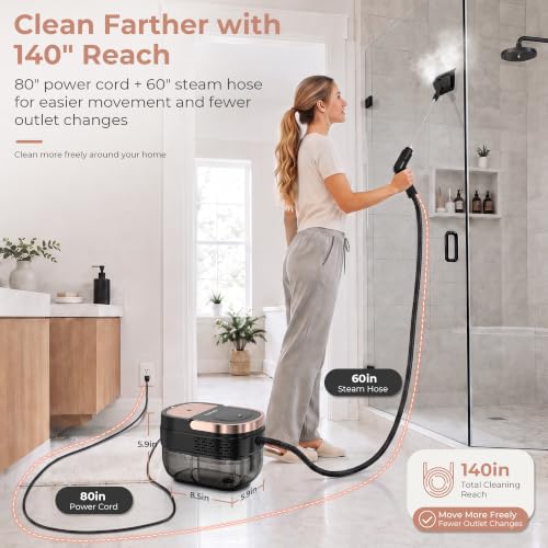 Handheld Steam Cleaner for Home Use, Pink Portable Steam Cleaner with 3 Levels