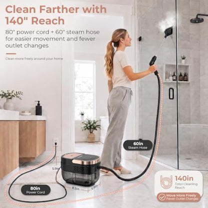 Handheld Steam Cleaner for Home Use, Pink Portable Steam Cleaner with 3 Levels