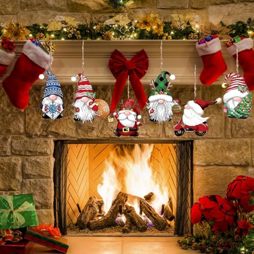 12 Pack Christmas Gnome Wooden Ornaments Holiday Tree Decor