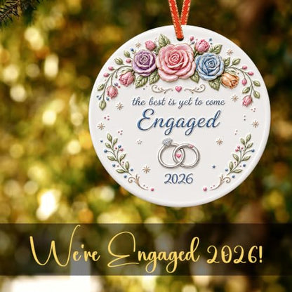 Engagement Gift Ornament for Couples Double Sided Ceramic 2026 Keepsake