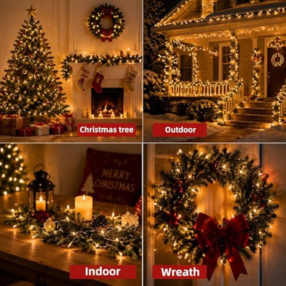 50 Count Warm White Christmas String Lights - 12Ft Indoor & Outdoor Decor