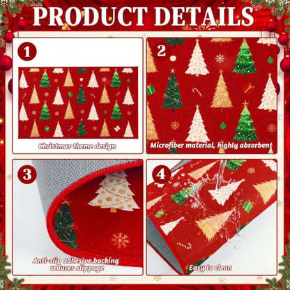 Christmas Bathroom Rug Set 3-Piece Non-Slip Mat with Holiday Design