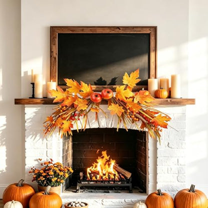 Autumn Fall Swag for Front Door - 33 inch Harvest Wreath Decor