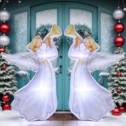 Large Outdoor Christmas Inflatable Angel Decorations with LED Lights, 5.91ft Set