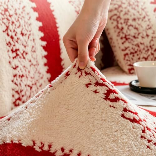 Black 1 Seater Cotton Velvet Sofa Cover - Thickened Stretch Couch Protector