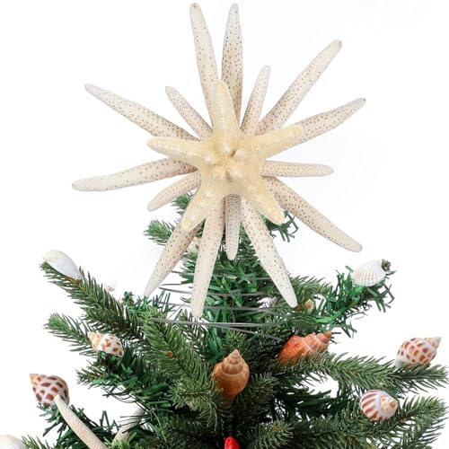 Natural Starfish Christmas Tree Topper 10 Inch Coastal Nautical Decor