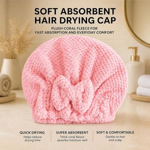 5-Piece Hair Drying Set with Towels and Headbands for Home Use