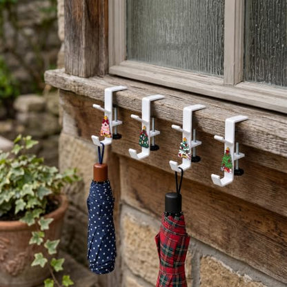 White 4 Pack 2-in-1 Garland & Christmas Stocking Holders for Mantle