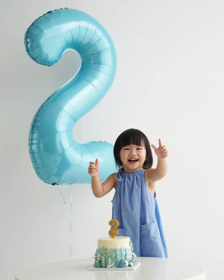 Pearlescent Blue 40-Inch Number Balloon - Perfect for Birthday Celebrations | 0 Number Design