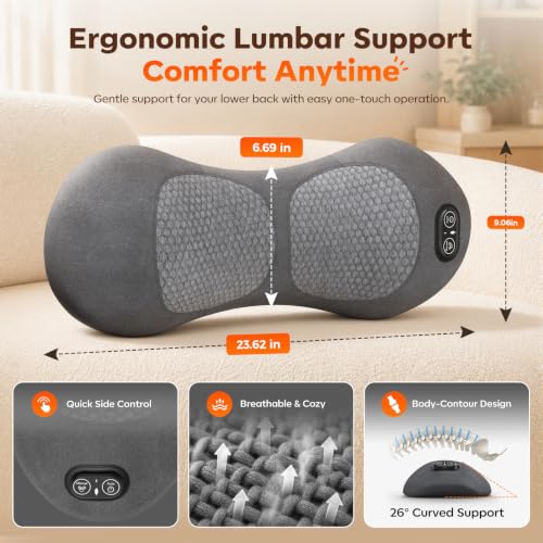 Electric Lumbar Back Massager with Heat Vibration & Traction - 3-in-1 Support