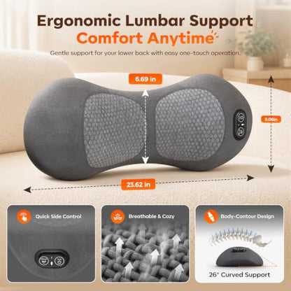 Electric Lumbar Back Massager with Heat Vibration & Traction - 3-in-1 Support
