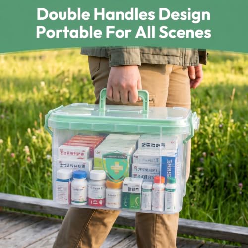 Large 15QT Medicine Organizer Box with Compartments for Home Dorm Travel
