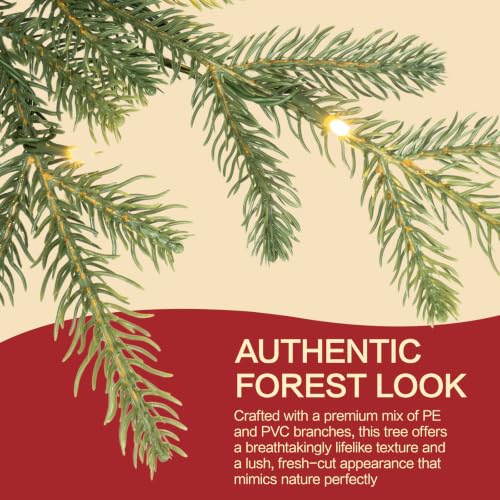 6 Ft Prelit Slim Christmas Tree - Aspen Fir, Blue Spruce, Warm White LED Lights