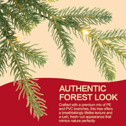 6 Ft Prelit Slim Christmas Tree - Aspen Fir, Blue Spruce, Warm White LED Lights