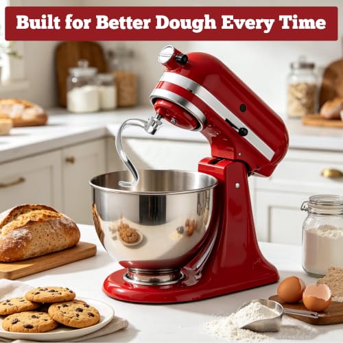 Stainless Steel Spiral Dough Hook for KitchenAid Stand Mixers - Compatible with 4.5QT & 5QT, Dishwasher Safe, Ideal for Bread Pizza Pasta Dough