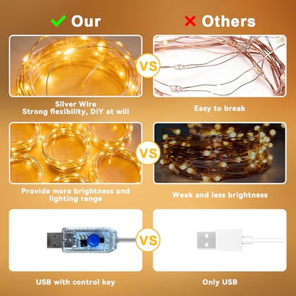 300 LED Fairy Curtain Lights with Remote & Timer - Warm White, 9.8ft x 9.8ft, Dimmable, USB Powered for Indoor & Outdoor Decor