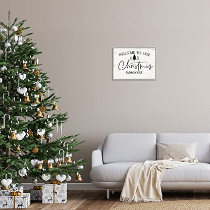Christmas Farmhouse Welcome Framed Wall Art - Grey, 16x20 Inches, Giclée Print