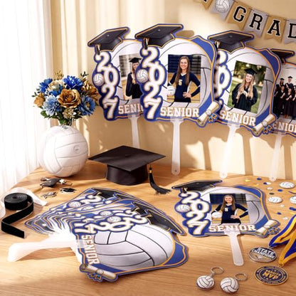 Graduation Fans with Handle - Volleyball Theme Senior 2027 Photo Props