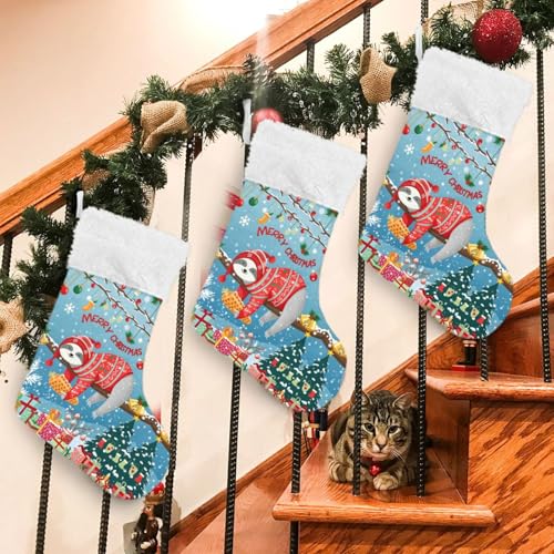 Christmas Stockings Sloth Personalized Large Holiday Decor Set of 2 - 17.7 Inch