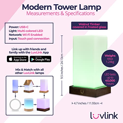 LuvLink Tower Friendship Lamp v3 Single - WiFi Bluetooth Wooden Glass Design