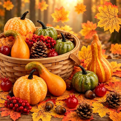 Artificial Pumpkin Fall Harvest Decoration Set 57pcs for Autumn Decor