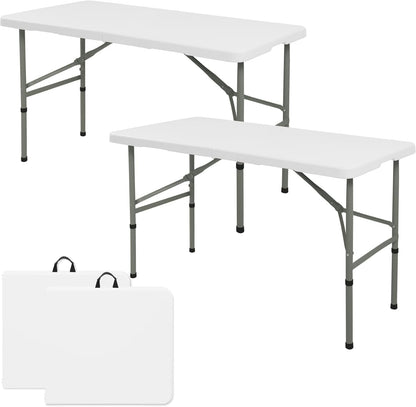 Regine Switzerland 4FT Folding Camping Table - Portable Heavy-Duty Plastic with Steel Legs | Ideal for Indoor & Outdoor Events (White)