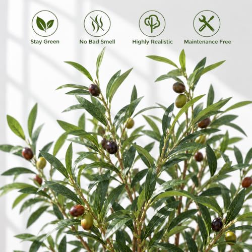 7FT Artificial Olive Trees with Baskets - Faux Tall Tree Set, Olive Variation