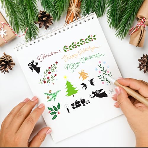 Christmas Tree Leaves Clear Stamp Set with Angel & Joy Words - Trees Angel Variation