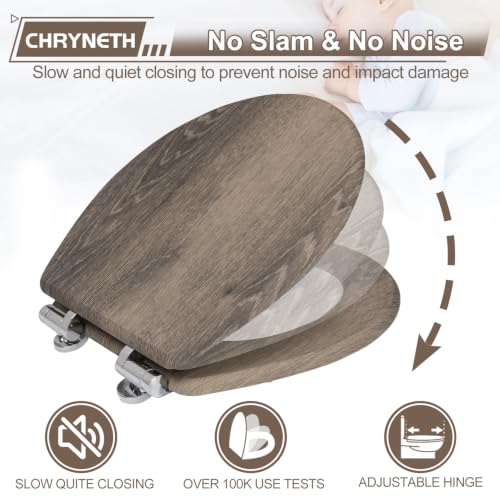 Round Toilet Seat Molded Wood Quiet Close Bathroom Seat