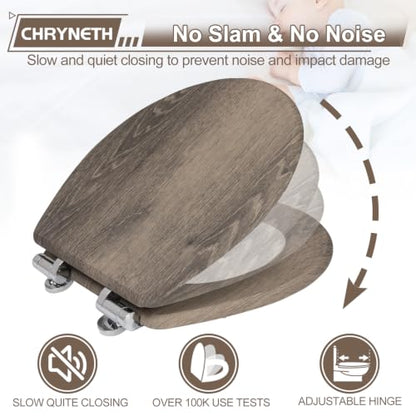 Round Toilet Seat Molded Wood Quiet Close Bathroom Seat