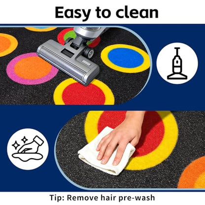 Colorful Circles Classroom Rug 5' x 7'6" for Preschool & Daycare, Seats 20 - Variation of THIS listing