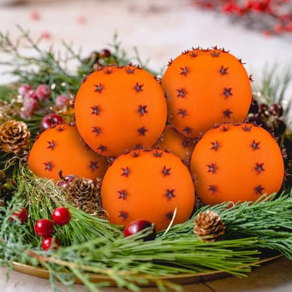 6 Pack Clove Orange Pomander Balls for Holiday Decor, Vase Fillers & Seasonal Table Centerpieces