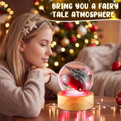Christmas Snow Globe Kit with Wooden Base 3.9 Inch DIY Holiday Decor - 12 Pieces