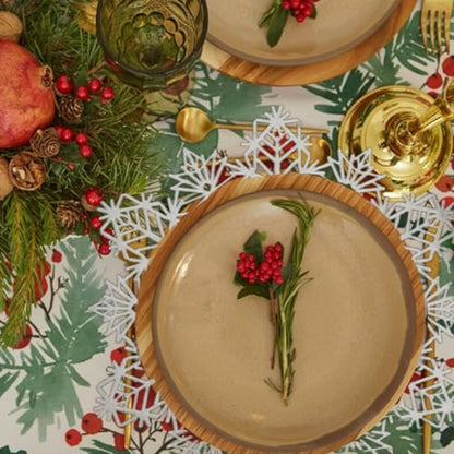 Christmas Snowflake Placemat Set of 4 - Round Vinyl Holiday Table Mats