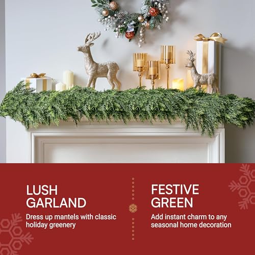 6ft Artificial Christmas Cedar Garland with Realistic Pine Design for Holiday Decor